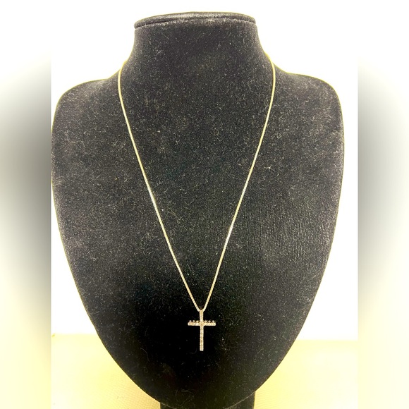 Sterling Silver and Cubic Zirconia Cross Necklace - Picture 1 of 3